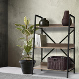 Artiss 3 Tier Metal Oak Bookshelf