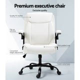 Artiss Office Chair Leather Computer Executive Chairs Gaming Study Desk White