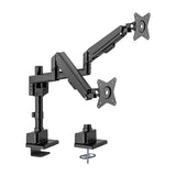 BRATECK Dual Monitor Pole-Mounted Thin Gas Spring Monitor Arm Fit Most 17'-32' Monitors, Up to 9kg per screen VESA 75x75/100x100 Matte Black